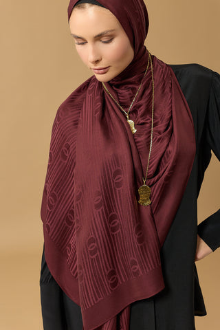 Nehir Logo Bordo Naia Air Jakar Şal 70x210