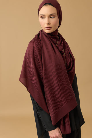 Nehir Logo Bordo Naia Air Jakar Şal 70x210