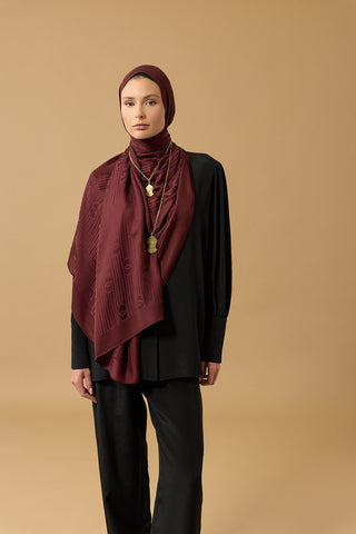 Nehir Logo Bordo Naia Air Jakar Şal 70x210