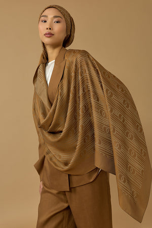 River Logo Khaki Naia Lyocell Jacquard Shawl