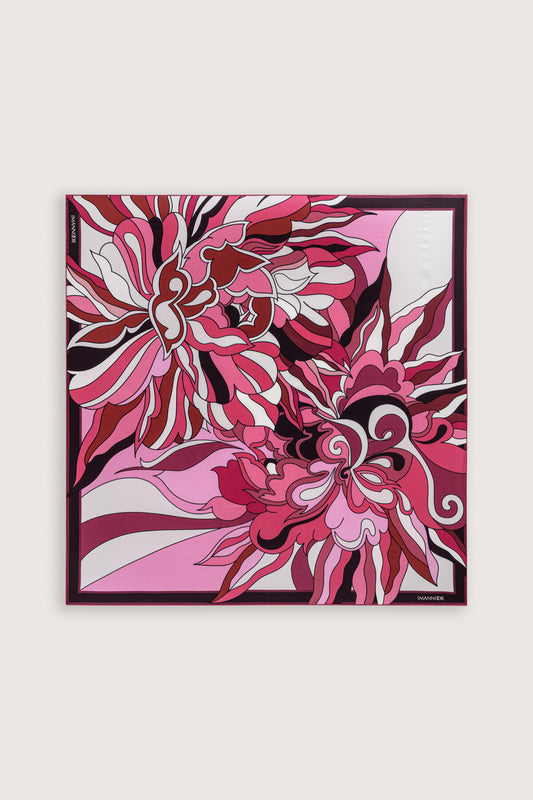 Neşe Bordo Tivil İpek Eşarp 90x90