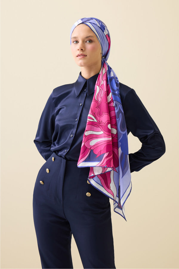 Joy Pattern Lavender Cotton Silk Shawl