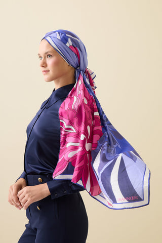 Neşe Desen Lavanta Pamuk İpek Şal 70x210
