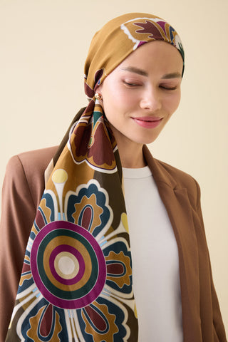 Nilüfer Haki Floş Viskon Şal 70x210