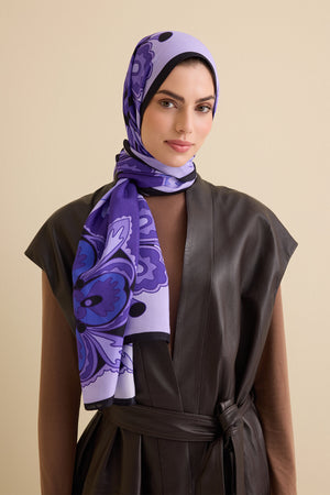 Nilüfer Mor Floş Viskon Şal 70x210