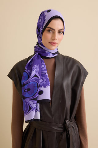 Nilüfer Mor Floş Viskon Şal 70x210
