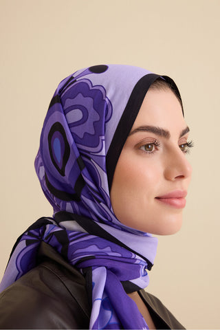 Nilüfer Mor Floş Viskon Şal 70x210