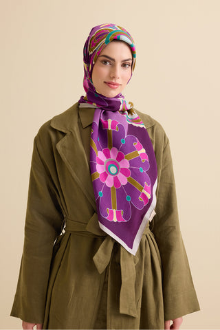 Nilüfer Mürdüm Floş Viskon Şal 70x210