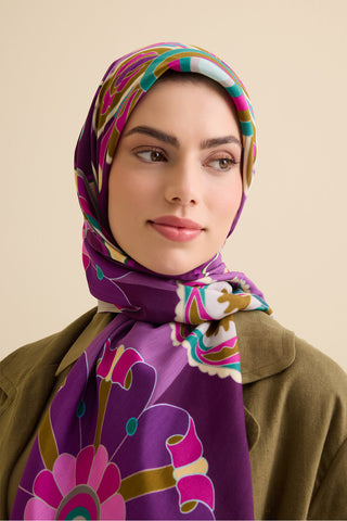 Nilüfer Mürdüm Floş Viskon Şal 70x210