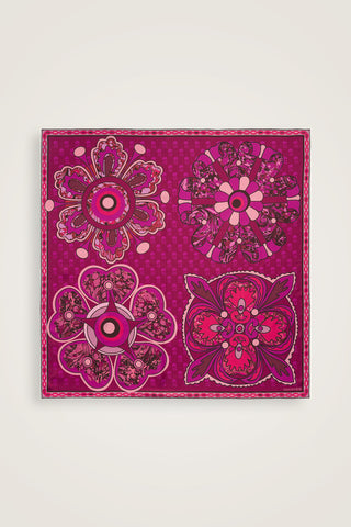 Nilüfer Pembe Tivil İpek Eşarp 90x90