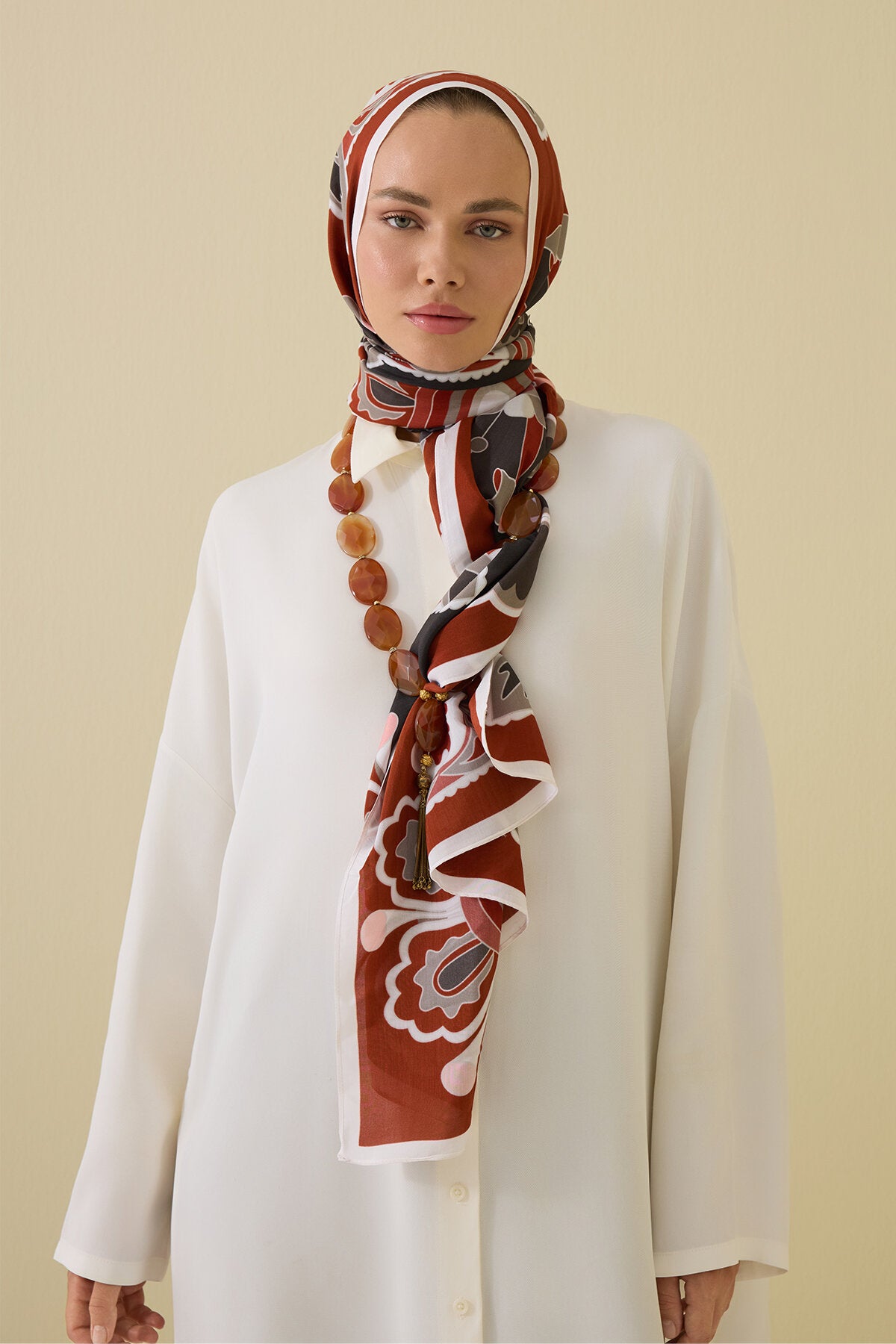 Nilüfer Tarçın Floş Viskon Şal 70x210
