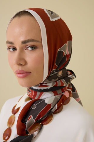 Nilüfer Tarçın Floş Viskon Şal 70x210