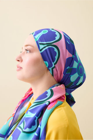Nilüfer Turkuaz Floş Viskon Şal 70x210