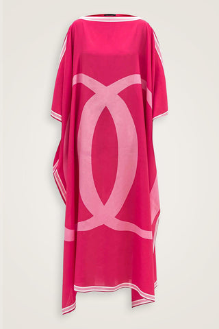 Noor Kısa Fuşya İpek Kaftan