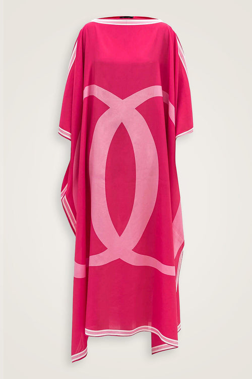 Noor Kısa Fuşya İpek Kaftan
