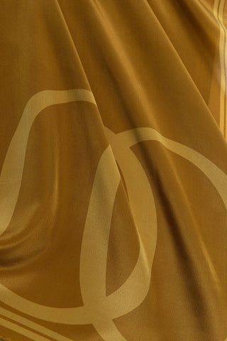 Noor Logo Asit Sarı Krep İpek Şal 70x210