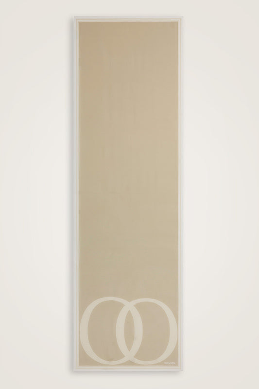 Noor Logo Bej Krep İpek Şal 70x210