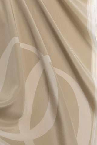 Noor Logo Bej Krep İpek Şal 70x210