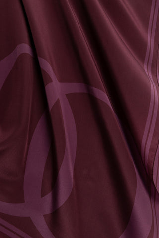 Noor Logo Bordo Krep İpek Şal 70x210