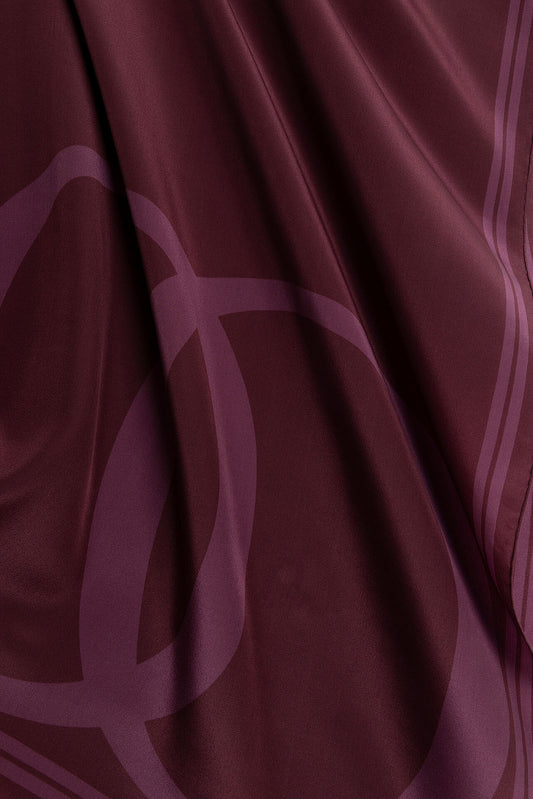 Noor Logo Bordo Krep İpek Şal 70x210