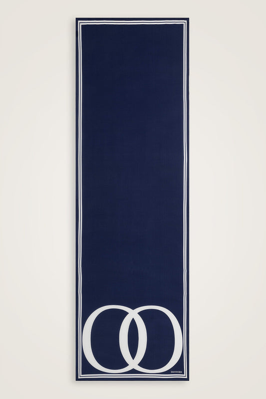 Noor Logo Lacivert Krep İpek Şal 70x210