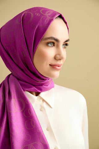 Noor Mor Jakarlı İpek Şal 70x200