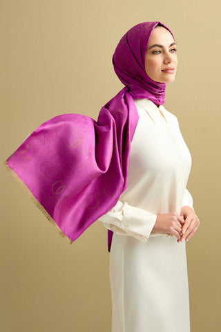 Noor Mor Jakarlı İpek Şal 70x200