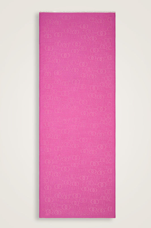 Noor Pembe Jakarlı İpek Şal 70x200