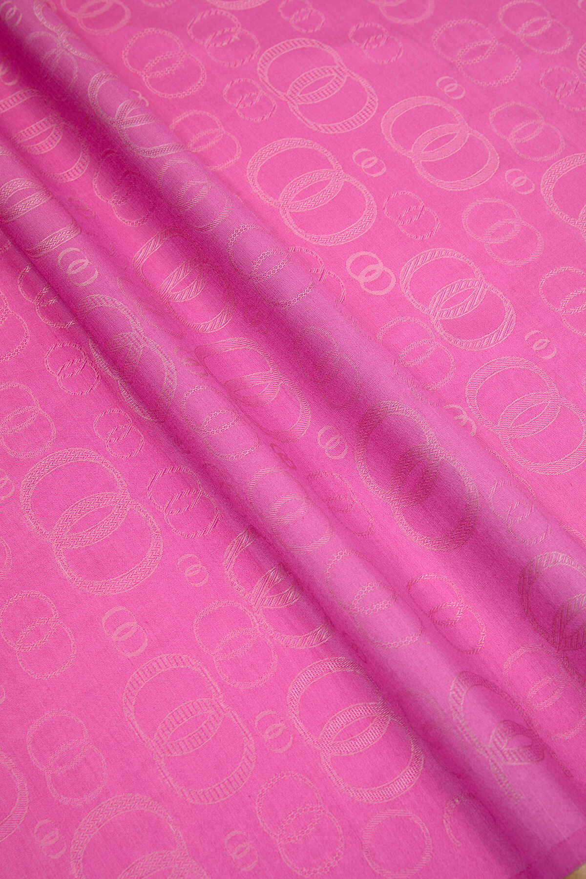 Noor Pembe Jakarlı İpek Şal 70x200