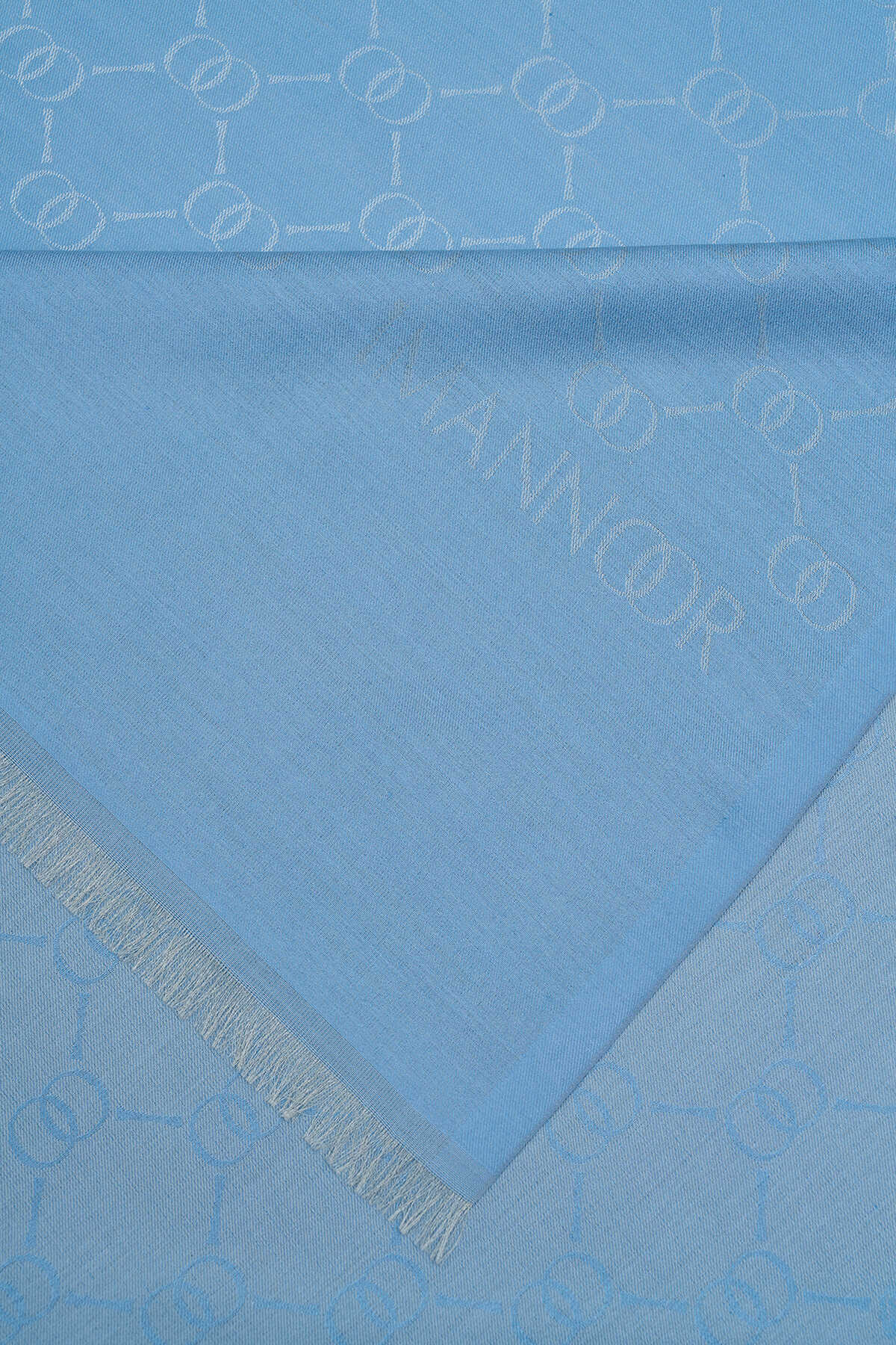 Noor Petek Mavi Jakarlı İpek Şal 70x200