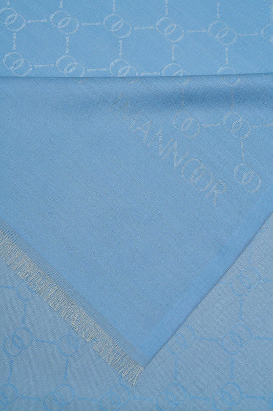 Noor Petek Mavi Jakarlı İpek Şal 70x200