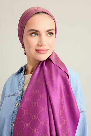 Noor Petek Mor Jakarlı İpek Şal 70x200