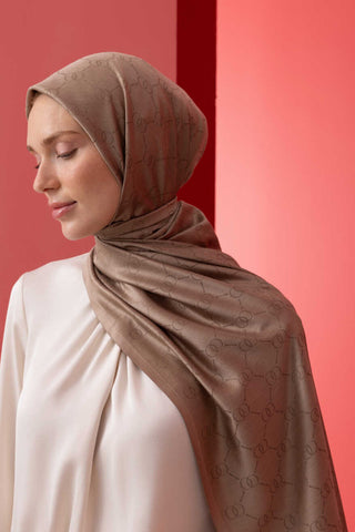 Noor Petek Vizon Jakarlı İpek Şal 70x200