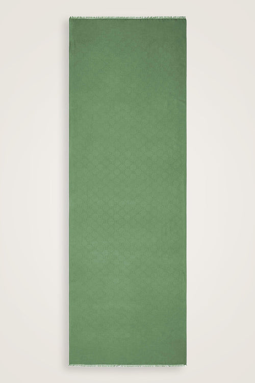 Noor Hexagon Silk Jacquard Shawl Green