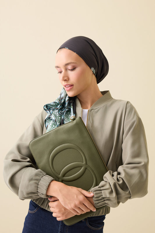 Noor Yağ Yeşili Deri Portföy Çanta