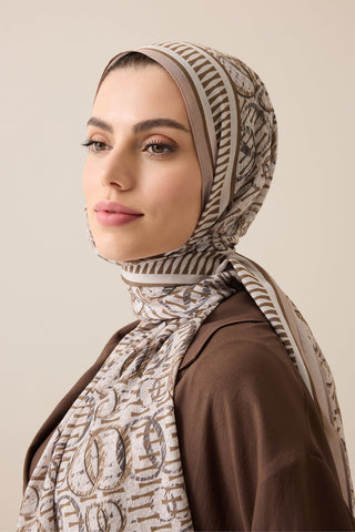 Noor Yağmuru Bej Pamuk Floş Şal 70x210