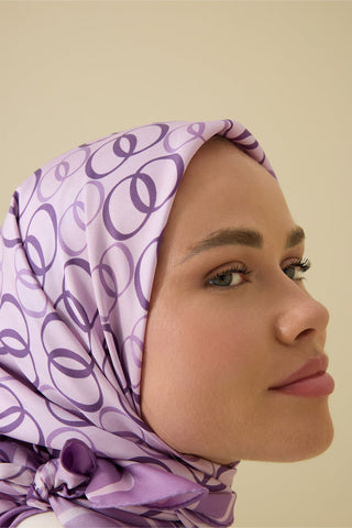 Noor Yolu 2 Lila Tivil İpek Eşarp 90x90
