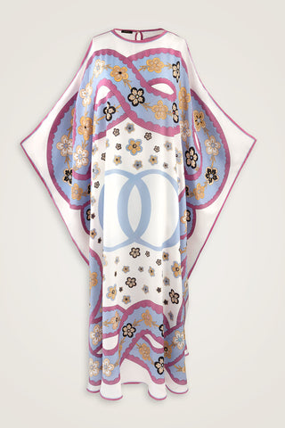 Örgü Beyaz Krep İpek Kaftan