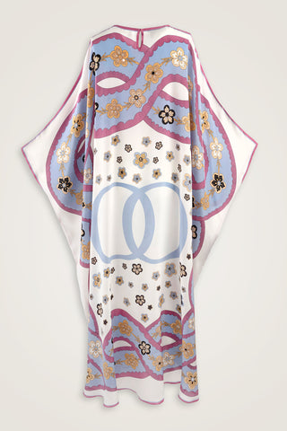 Örgü Beyaz Krep İpek Kaftan