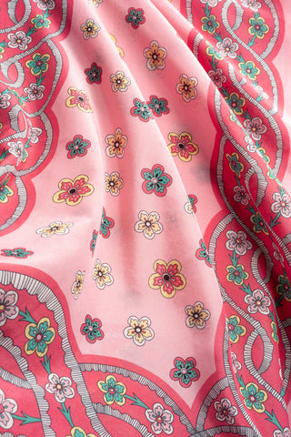 Örgü Pembe Floş Pamuk Şal 70x210
