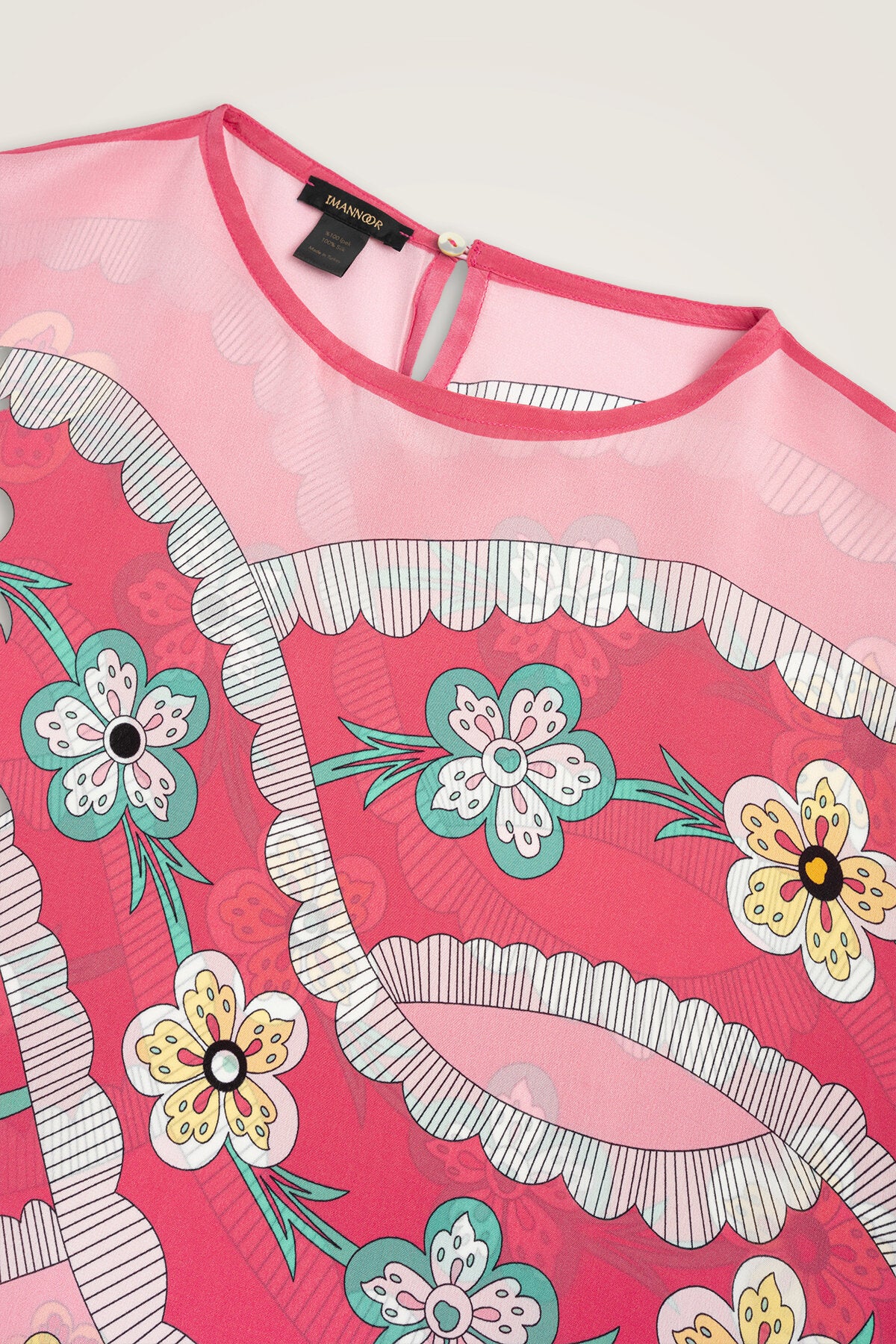 Örgü Pembe Krep İpek Kaftan