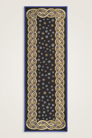 Örgü Siyah-Altın Floş Pamuk Şal 70x210
