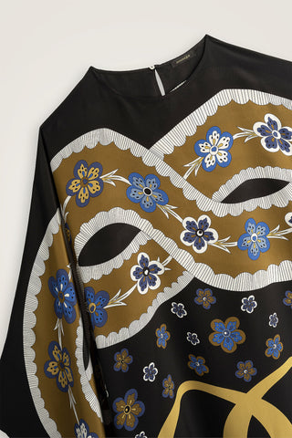 Örgü Siyah Krep İpek Kaftan