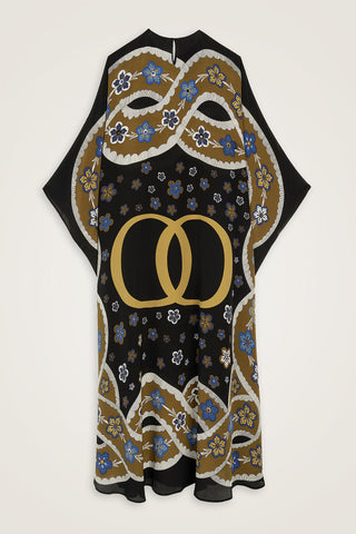 Örgü Siyah Krep İpek Kaftan