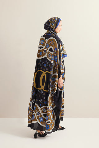 Örgü Siyah Krep İpek Kaftan