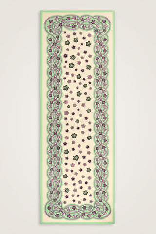 Örgü Yeşil-Lila Floş Pamuk Şal 70x210