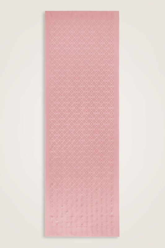 Oryantal Kafes Açık Pembe Jakarlı İpek Şal 70x200