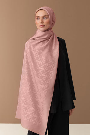 Oriental Chain Light Pink Jacquard Silk Shawl