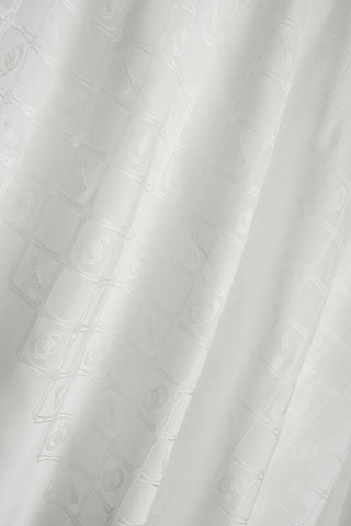 Oryantal Kafes Kırık Beyaz Jakarlı İpek Şal 70x200