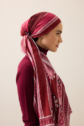 Papatya Noor Bordo Pamuk Floş Şal 70x210